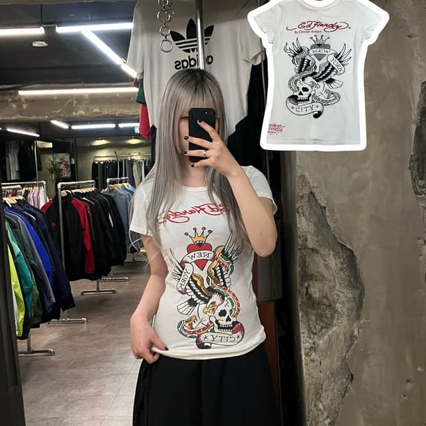 에드하디 슬림핏 반팔 티셔츠 화이트 L  #csz2806