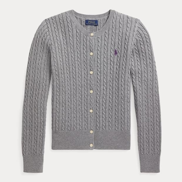 폴로 걸즈 가디건 L (그레이, 퍼플 포니)