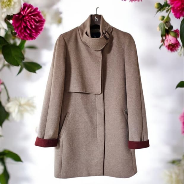 헤지스레이디스 울 하프코트 | 배색 안감 | 드라이 완료 A급