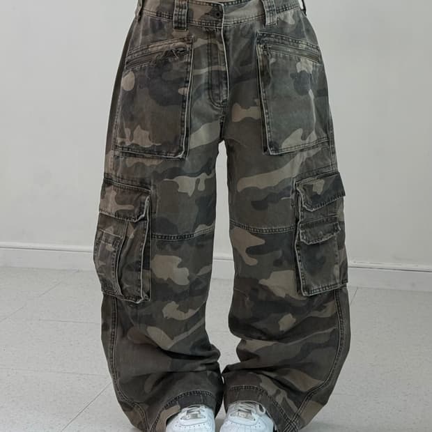 빈티지 카모 멀티포켓 카고팬츠