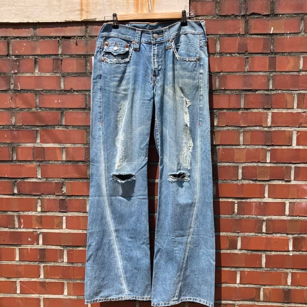 True Religion 디스트로이드 부츠컷 데님 32 