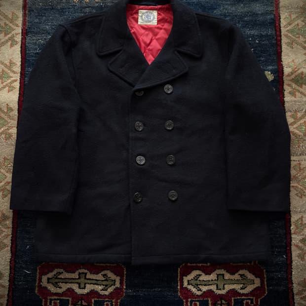 90s J press double Navy Peacoat