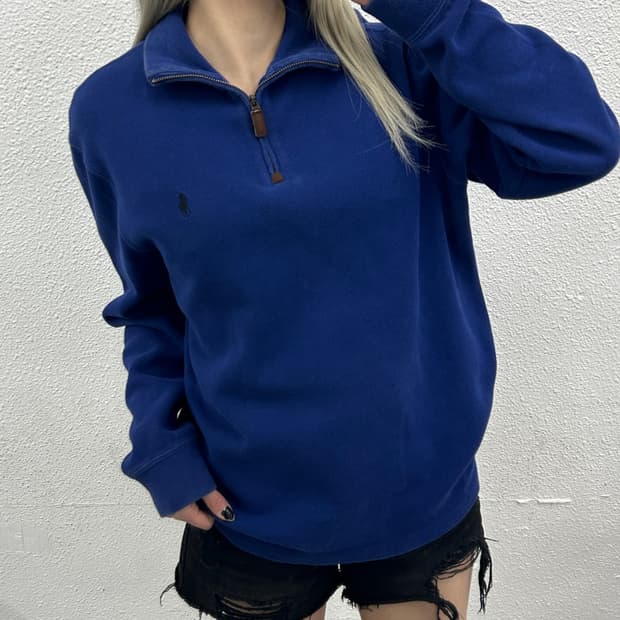 폴로 랄프로렌 블랙포니 블루 반집업 M