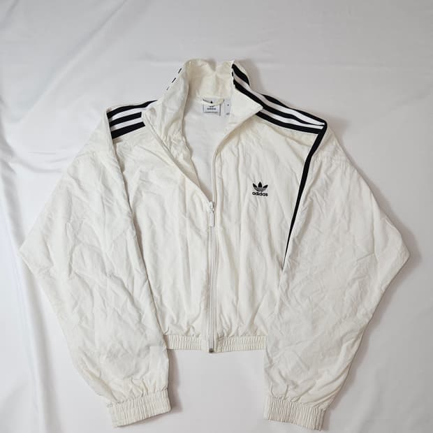 아디다스 오리지널 크롭 트랙자켓 져지 자켓 삼선 화이트검 M