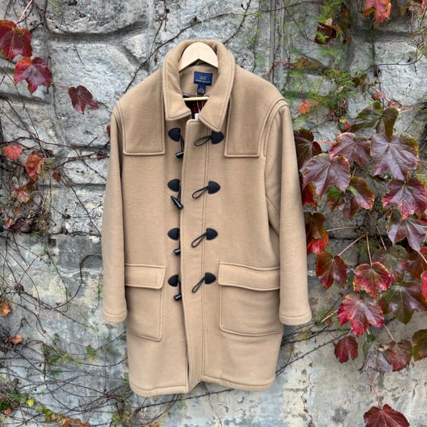 브룩스 브라더스 울 베이지 더플 코트 떡볶이 코트 L