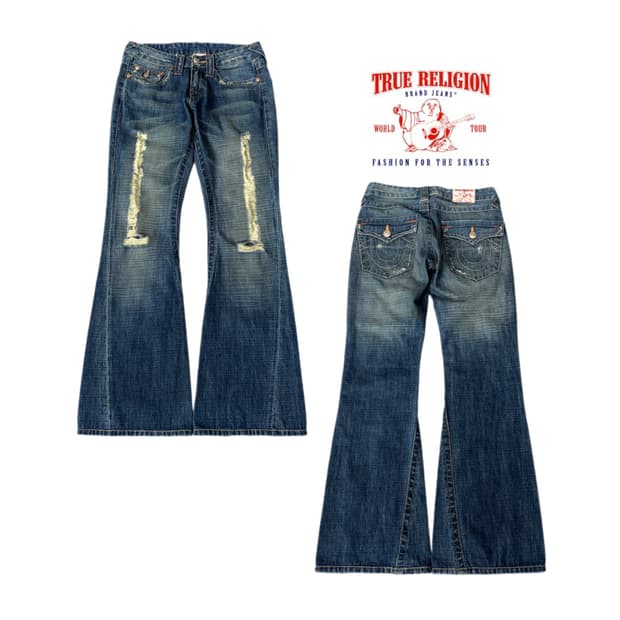 트루릴리전 Y2K 조이 부츠컷 디스트레스드 데님팬츠