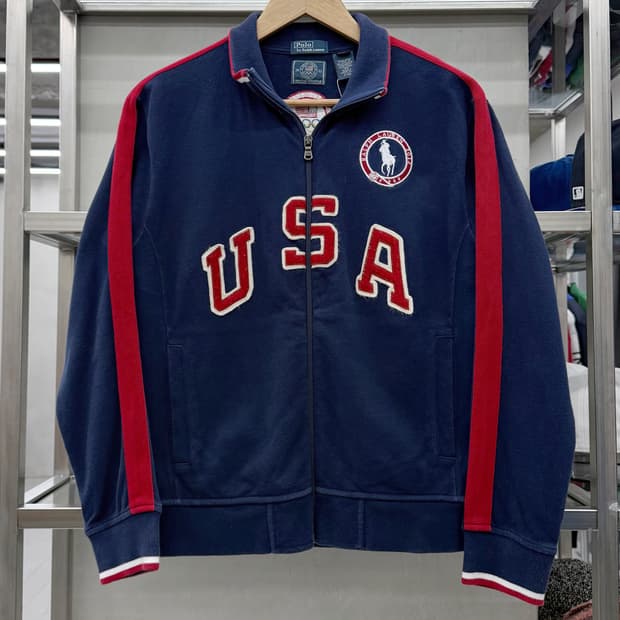 폴로 00s USA 와플 니트집업 네이비