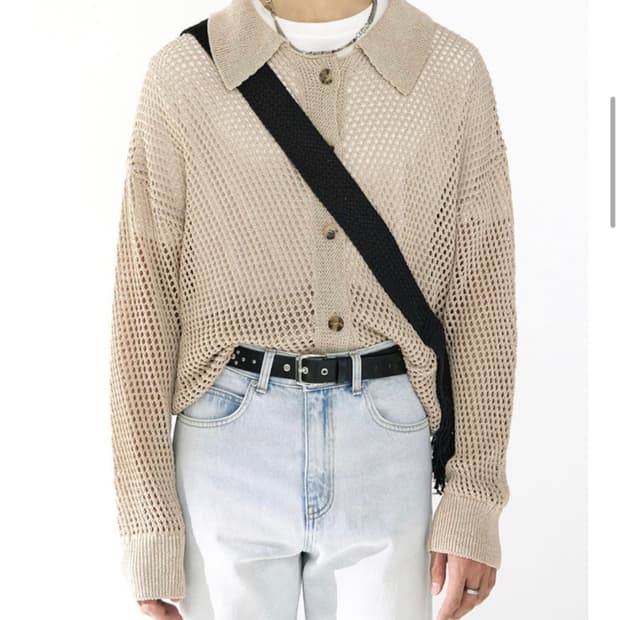알렌느 남성 펀칭 가디건 베이지 100-105