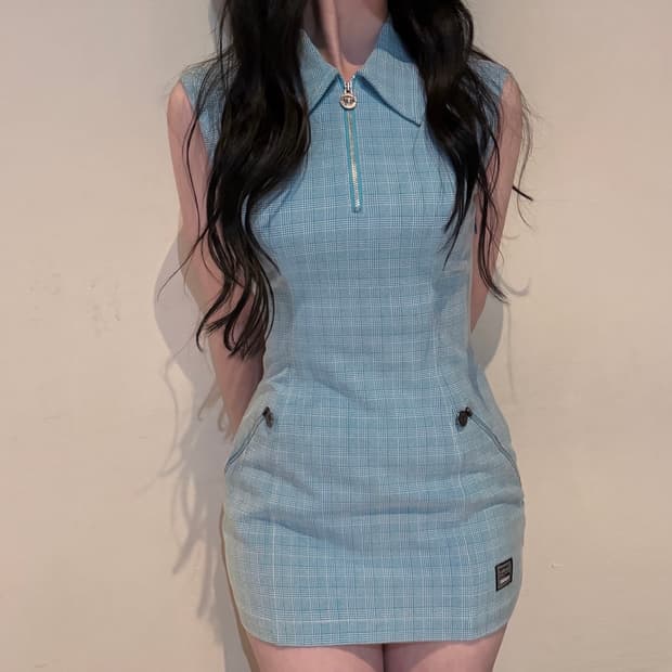 (42) 베르사체 진스 꾸뛰르 체크패턴 원피스