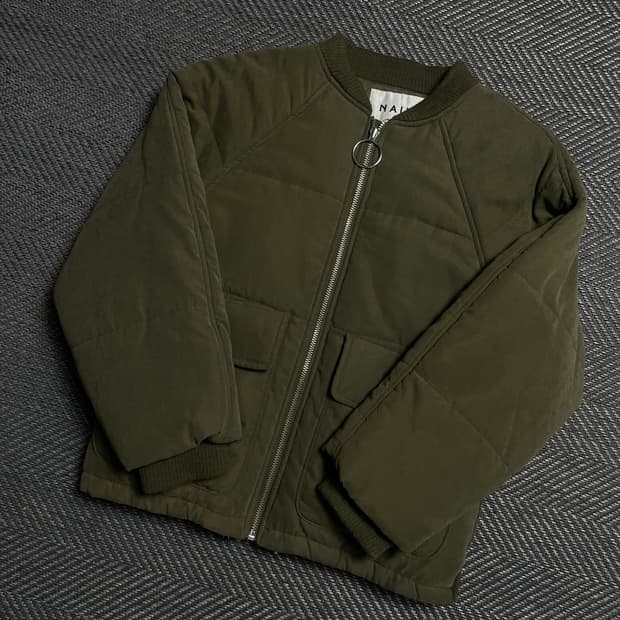 NAIN 플리스 믹스 퀄팅 봄버 자켓 카키 y 5312