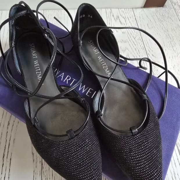 스튜어트 와이츠먼 '길리건' 레이스업 플랫슈즈 (박스 구성)