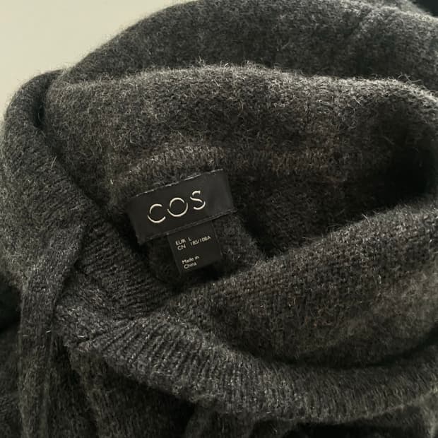 Cos 코스 차콜 울 후드 니트 L