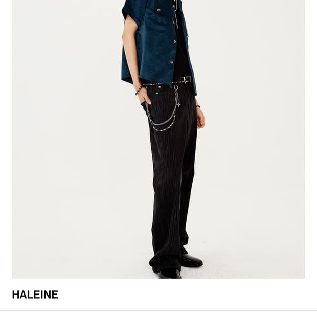 알렌느 OPEN-COLLAR WRINKLED SATIN SHIRT