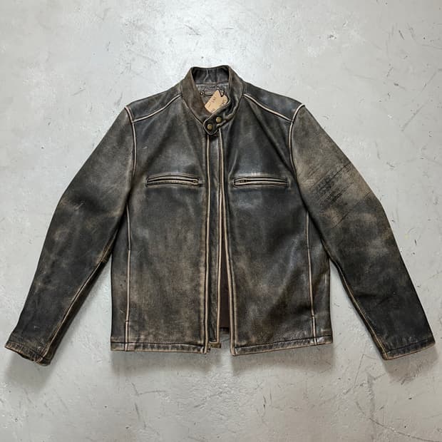 00's 디스 레더 자켓 빈티지 라이더 자켓