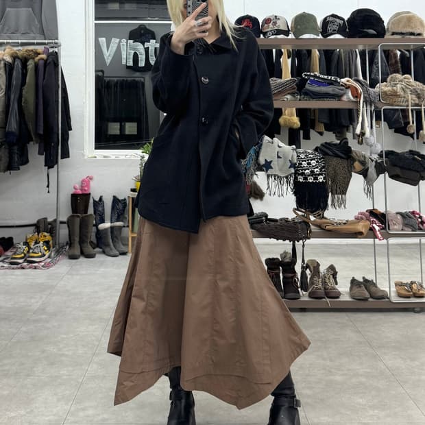 D'azur 비대칭 울 자켓