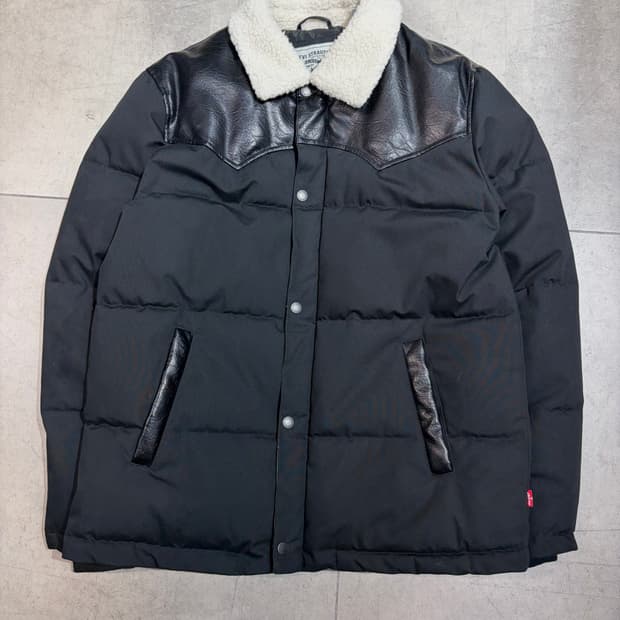 리바이스 쉐르파 레더 가죽 패딩 자켓