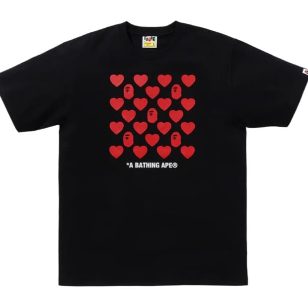 베이프 하트 패턴 박스 티셔츠 L