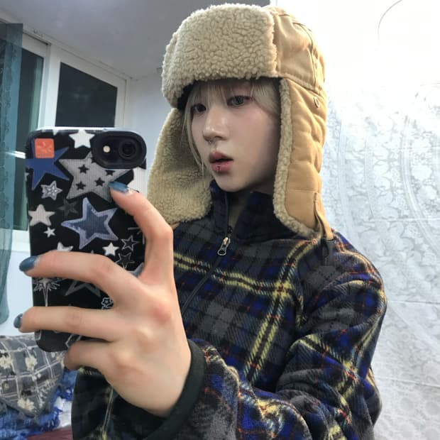 빈티지 양털 군밤모자 이어머프캡