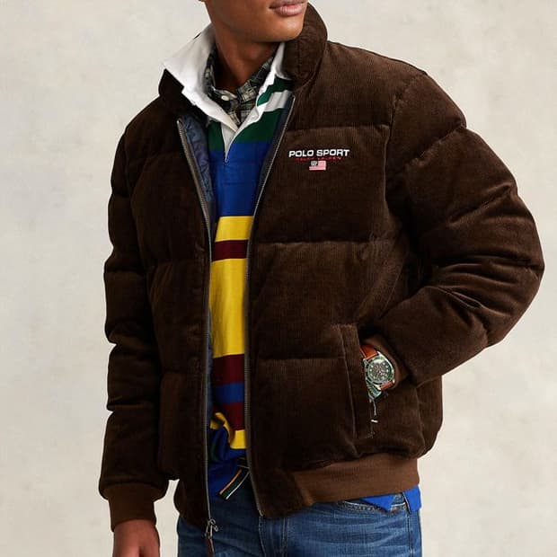 폴로 스포츠 코듀로이 패딩 브라운