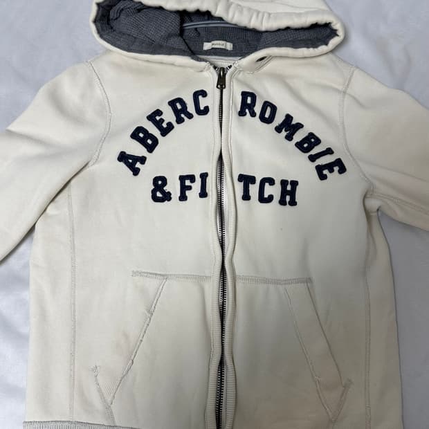 Abercrombie White Hood Zip-Up