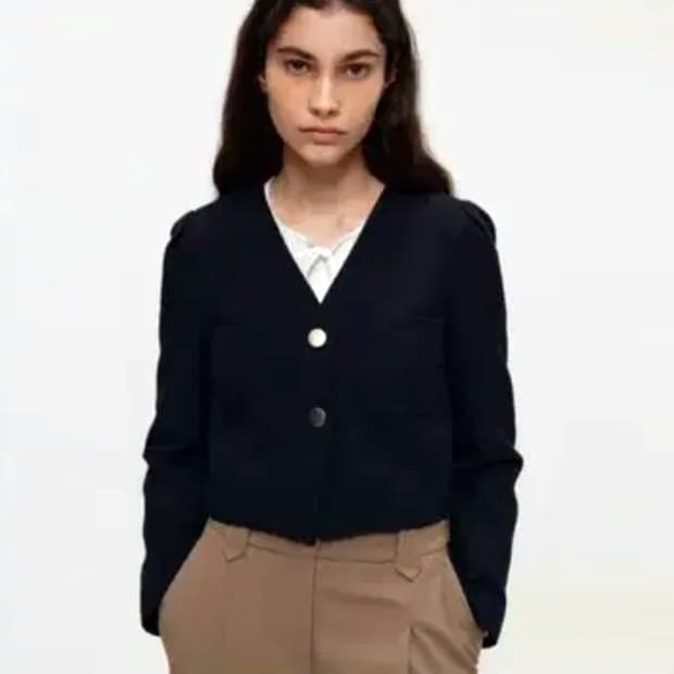 앳코너(at.corner) 트위드 V넥 2버튼 크롭자켓 55