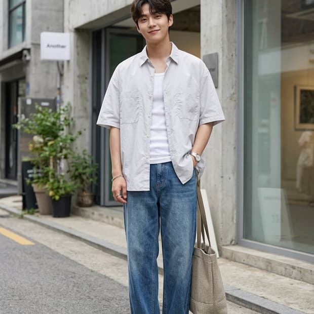 어나더오피스 라이터 셔츠 도브그레이