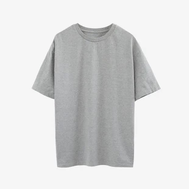 [1]폴리테루 라운드 넥 슬리브 1/2 멜란지그레이 반팔