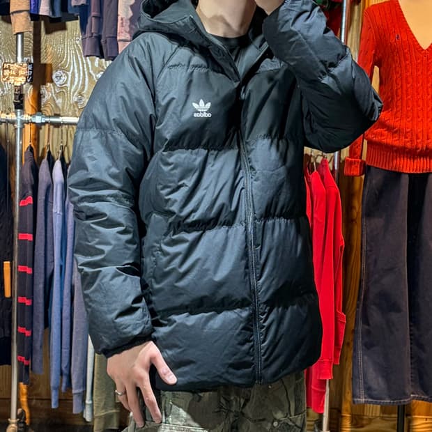 L 아디다스 파이어버드 블랙 후디 패딩