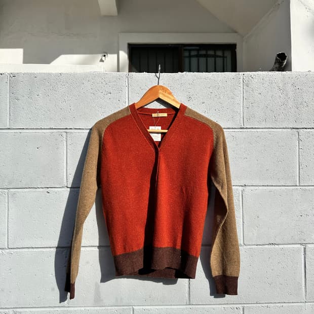 컬러블록 니트 가디건