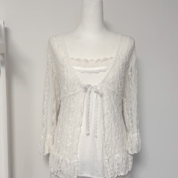 일본빈티지 모리걸 러블리 대장 레이스 로사체리 가디건 볼레로