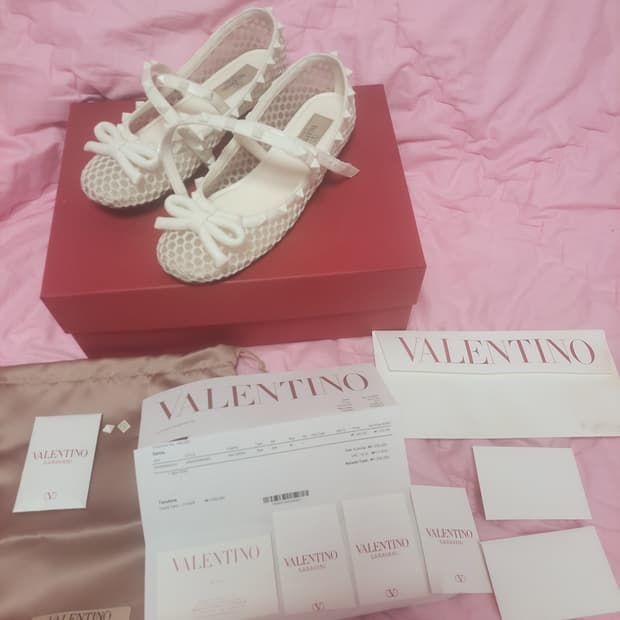정품)급처5번정도신음!발렌티노 차정원 리본발레리나메리제인플랫슈즈 인보이스