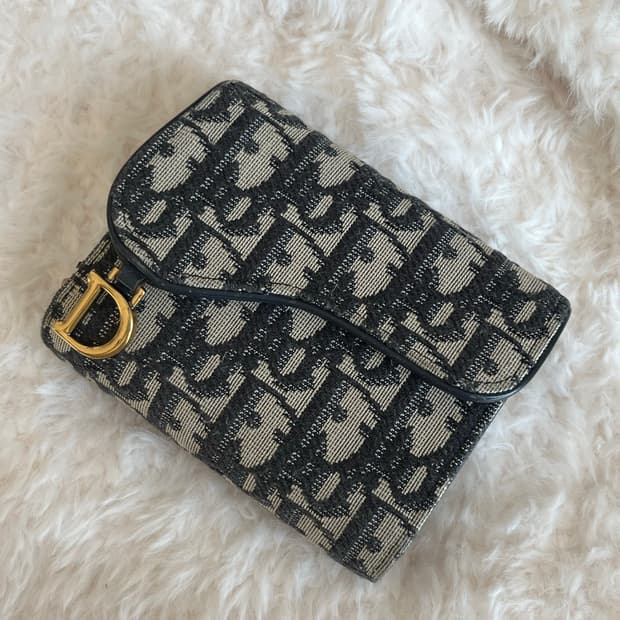 디올 새들 로터스 오블리크 자카드 반지갑