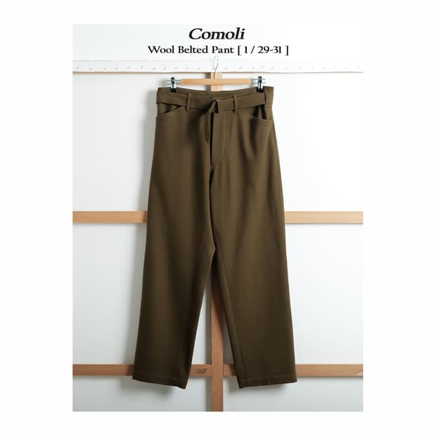 Comoli 코모리 울 벨티드 팬츠 카키 1(29-31)사이즈