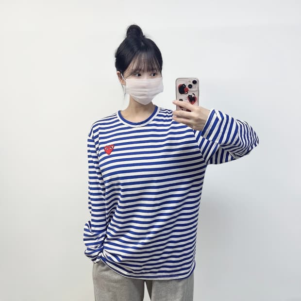 꼼데가르송 하트 와펜 스트라이프 보더티