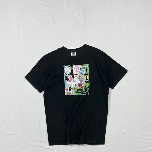 2000년도 장미쉘바스키아 basquiat 아트 그래픽 반팔티