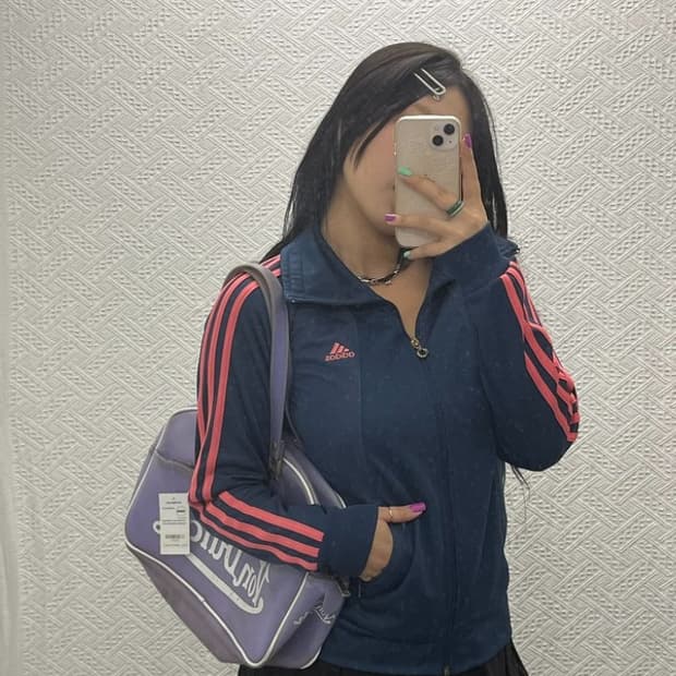 아디다스 90's Y2K 네이비 핑크 져지 집업 90 C06725