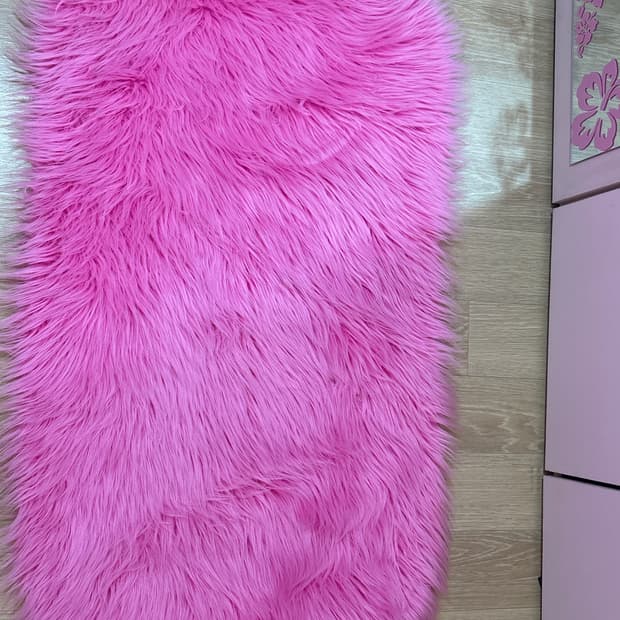 갸루 핑크 퍼 러그 카펫