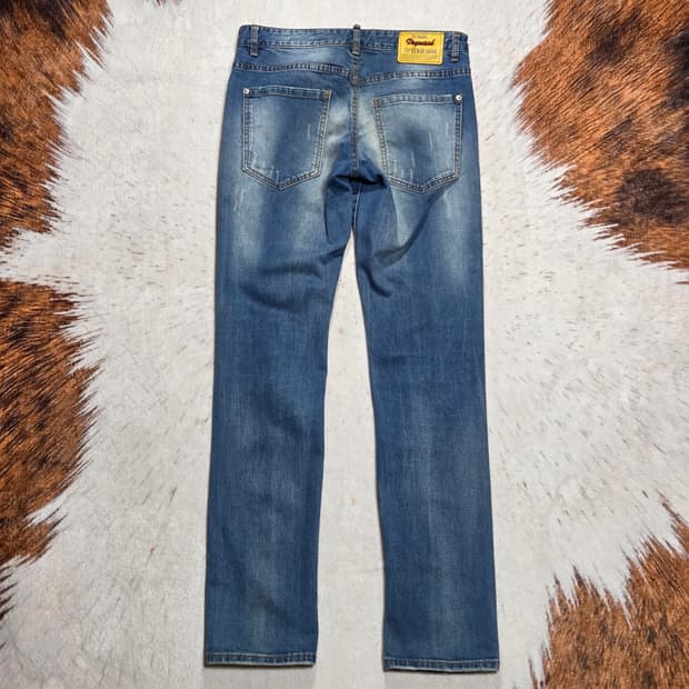 디스퀘어드2 옐로우패치 슬림바이커핏 팬츠