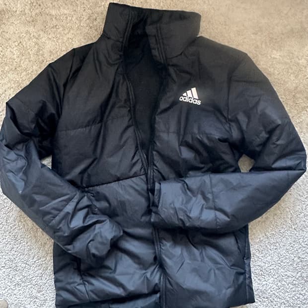 아디다스 블랙 경량패딩 S 