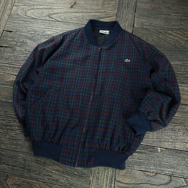 [라코스테] 서광 90'S 빈티지 체크 모직 블루종 자켓 M18605