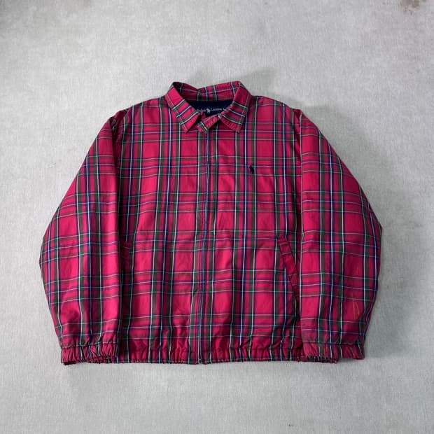 100 폴로 랄프로렌 빈티지 체크 바라쿠타 블루종 자켓
