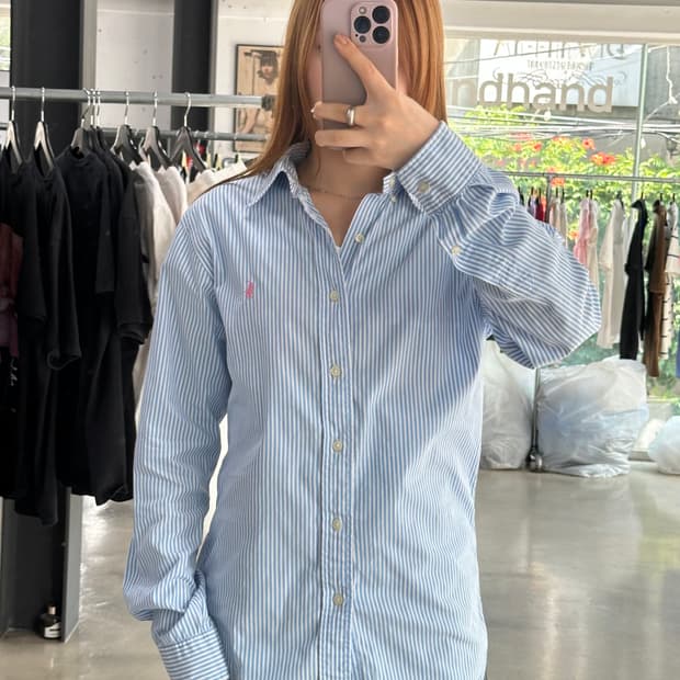 폴로랄프로렌 슬림핏 스트레치 스트라이프 긴팔셔츠