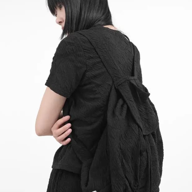 수룩(포티 poti)  스트링 디테일 자카드 셔링 백팩