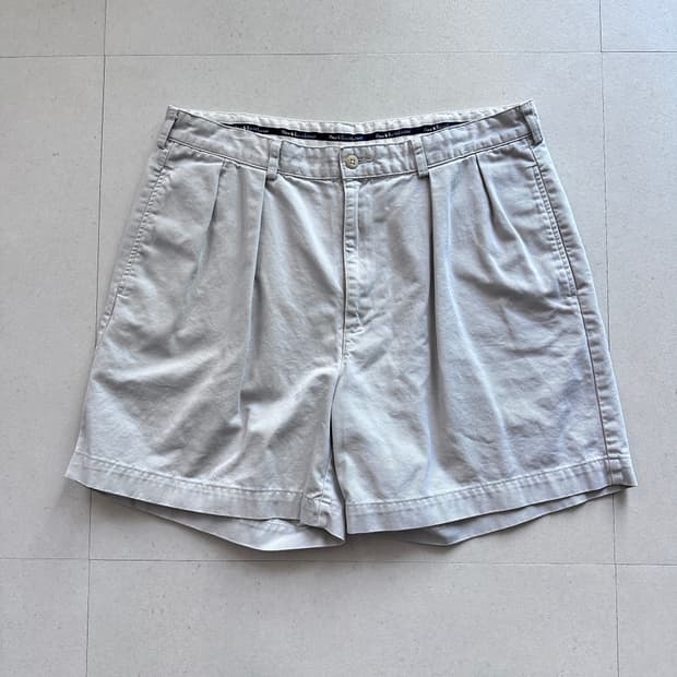 90s 올드폴로 앤드류 MADE IN USA 투턱 치노 반바지 (36)