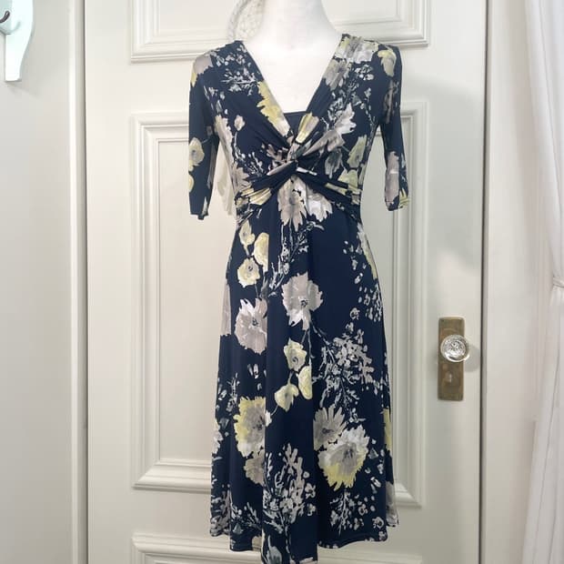 navy flower pattern twist summer opc