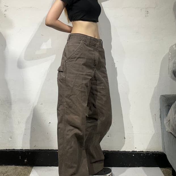 칼하트 브라운 카펜터 와이드 워크 팬츠 34