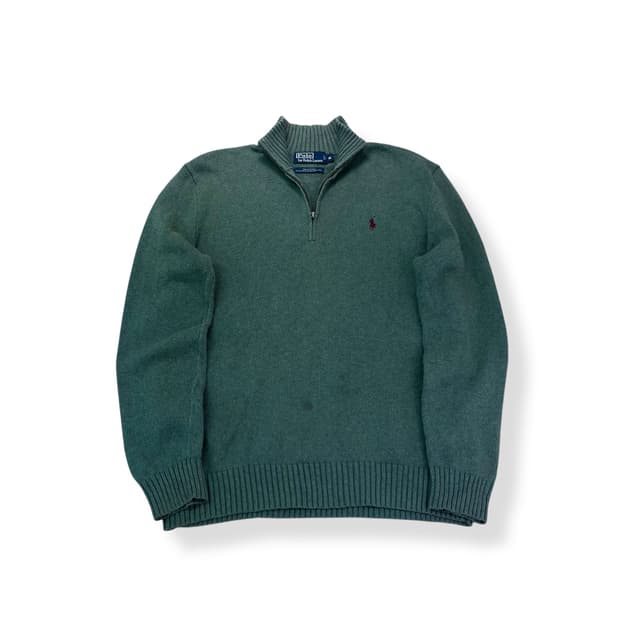 100 폴로랄프로렌 코튼 반집업 그린 니트