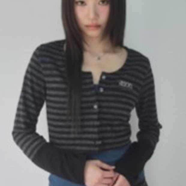 애즈온 BEN STRIPE CARDIGAN / BLACK