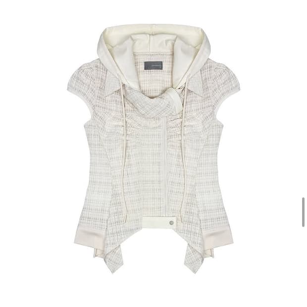 Differentis hooded zip shirt cream