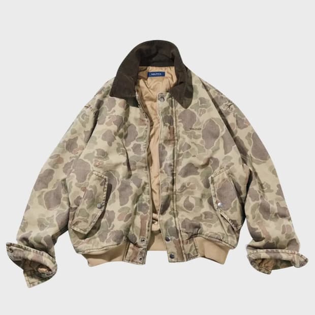 노티카 덕 패턴 봄버 자켓 카모플라주